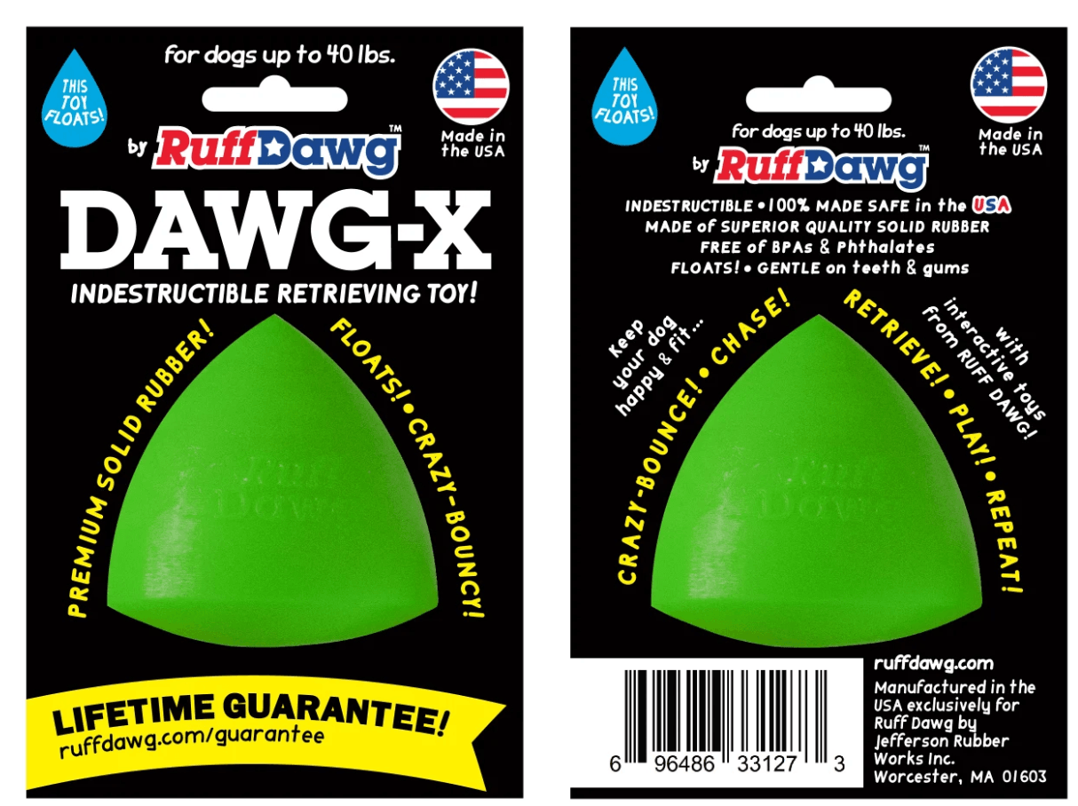 Indestructible Rubber Dog Toy- RuffDawg -DawgX - Pals for Paws
