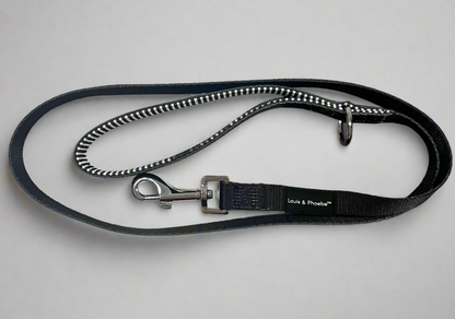 Padded handle dog lead - Striped Dog Lead - Black