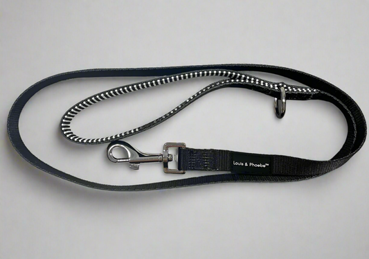 Padded handle dog lead - Striped Dog Lead - Black