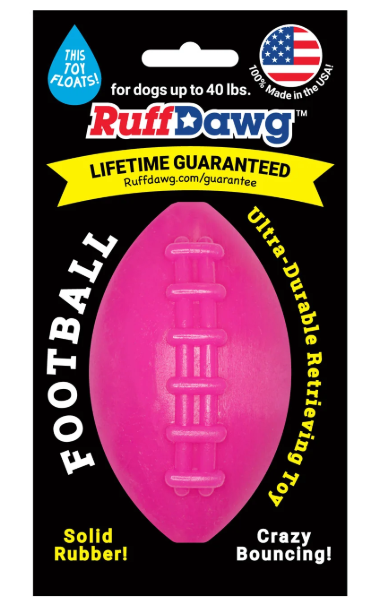 COMING SOON -Indestructible Rubber Dog Toy-Ruffdawg-Football