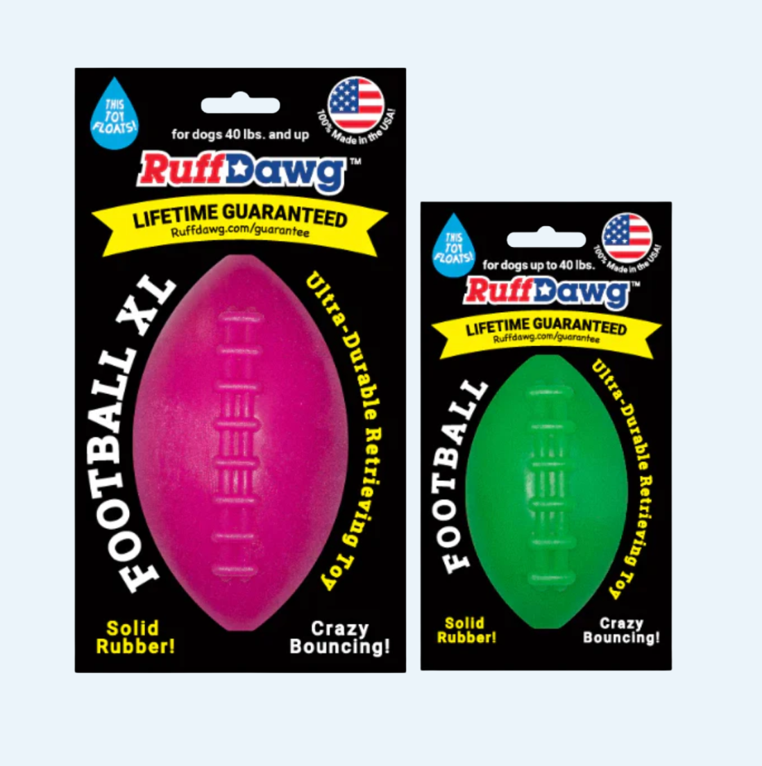 RuffDawg Tough Rubber Dog Toy- Football