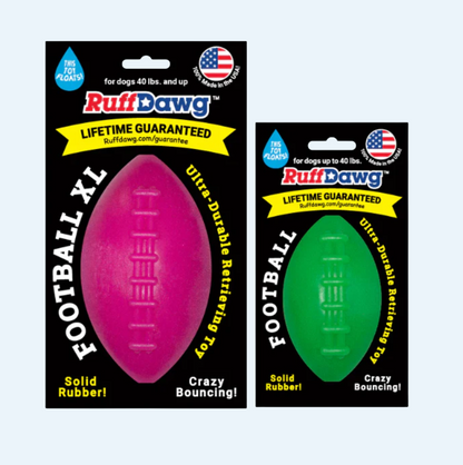 RuffDawg Tough Rubber Dog Toy- Football