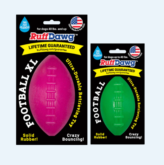 RuffDawg Tough Rubber Dog Toy- Football