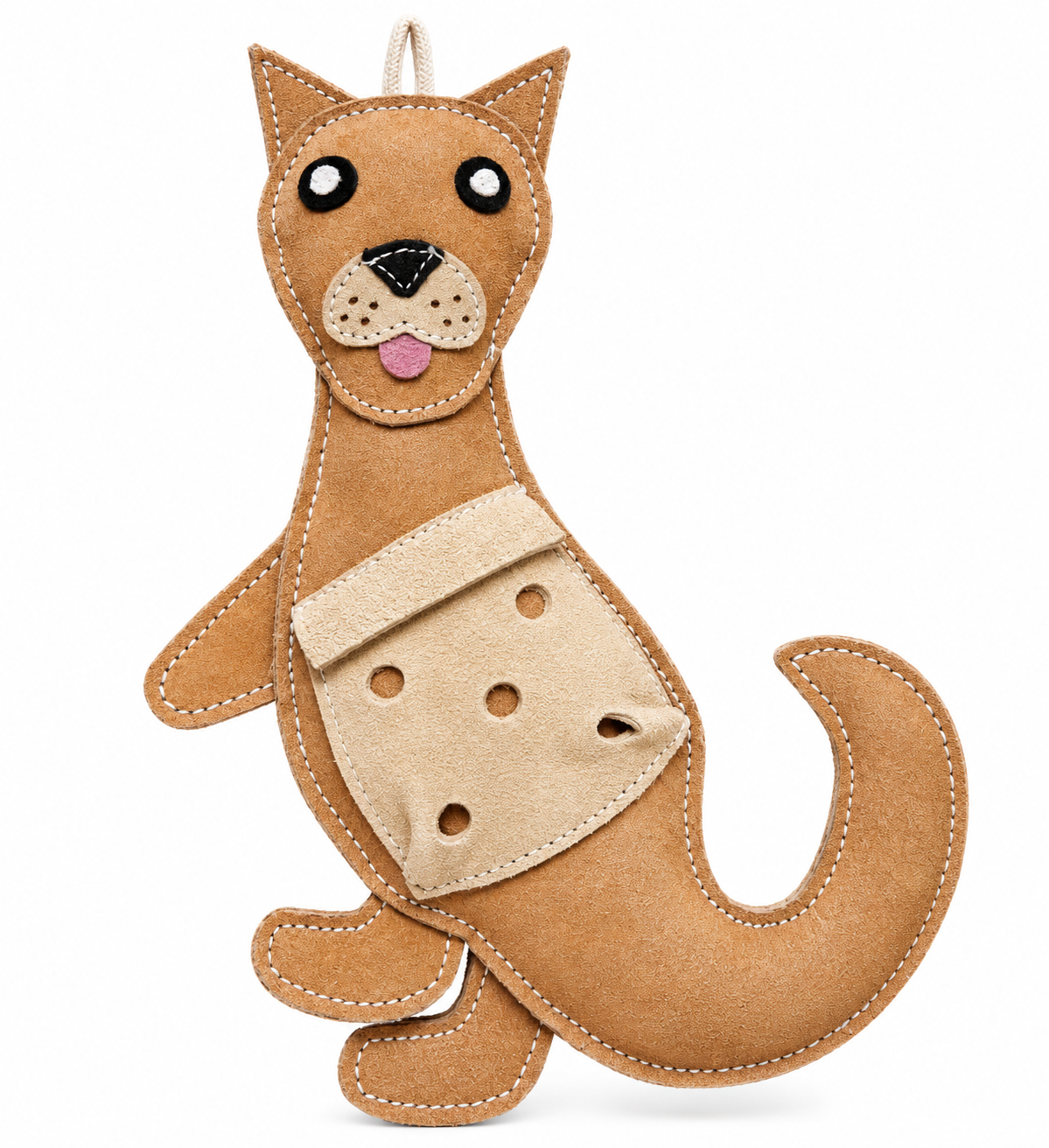 Leather Dog Toy - kangaroo - Non Toxic  - 100% Biodegradable.